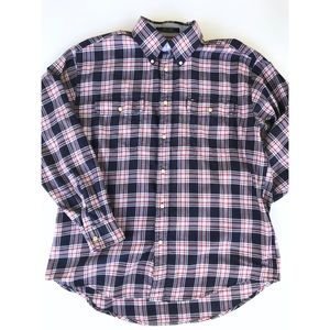 Tommy Hilfiger Mens Plaid Cotton Preppy Shirt L